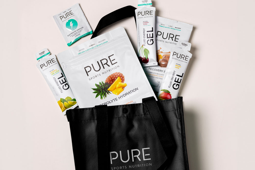 PURE Sports prducts in a bag