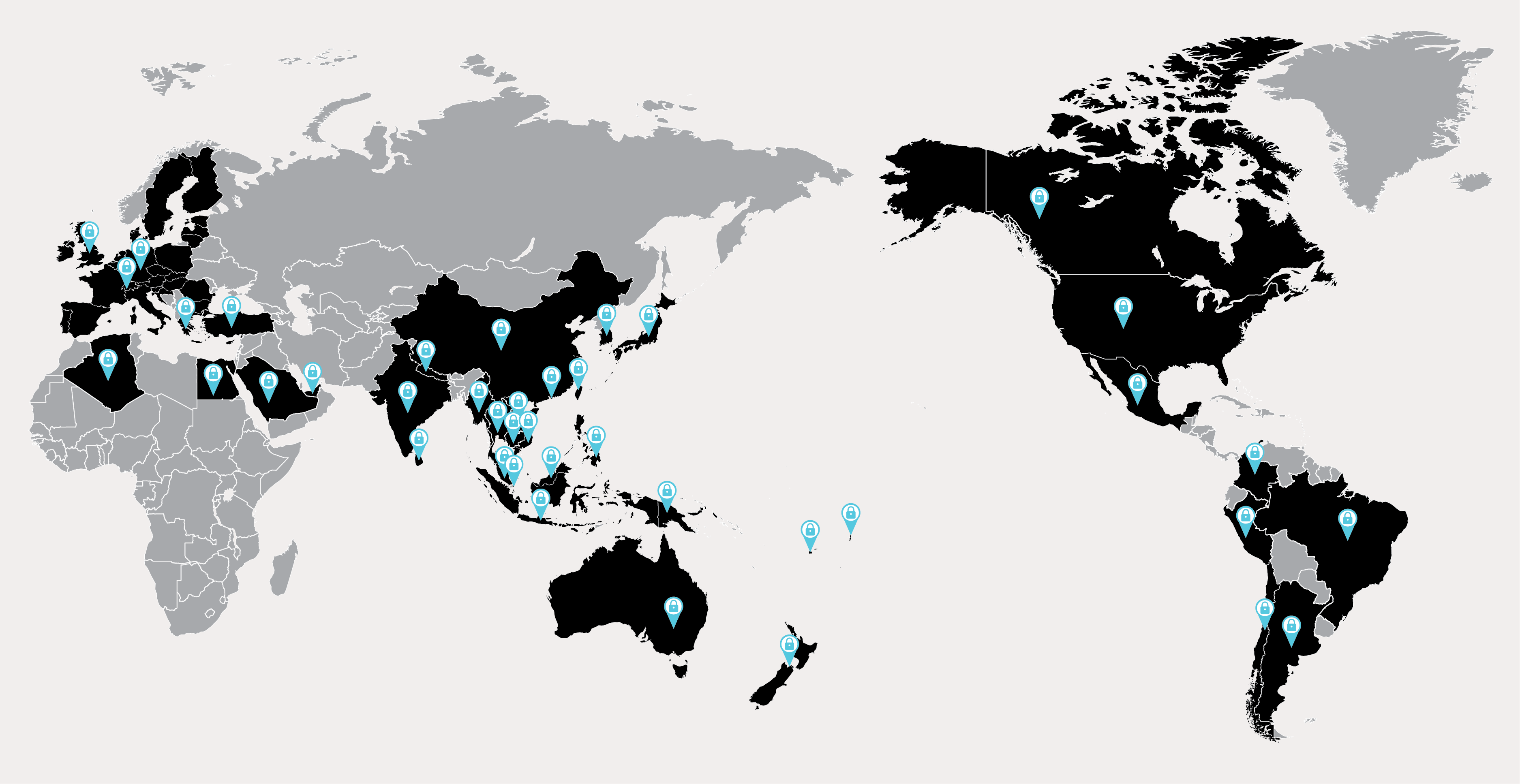 Map of Trade Mark filings in 30 jurisdictions around the world